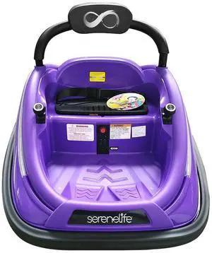 SereneLife 360° Spinning Kids Bumper Car with Remote Control, LED Lights, and 2 Driving Modes - Purple - SLBUPC96