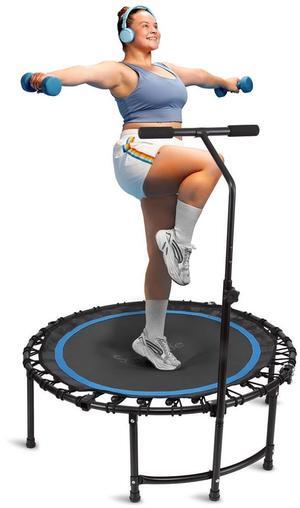 SereneLife Professional Jumping Trampoline for Fitness & Aerobics, Adjustable Height Handrail, Indoor/Outdoor Use - SLELT418