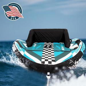 SereneLife Inflatable Towable Tube for Boating, Heavy-Duty Booster Tube, 2 Rider Capacity, PVC Air Chamber, EVA Foam Seating Pads - SLTOWBL20