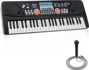 Pyle 49-Key Portable Piano Keyboard & Wired Microphone, Rechargeable Battery, 2-in-1 Karaoke Function, Digital Music Keyboard - PKBRD4113