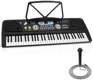 Pyle 61-Key Portable Piano Keyboard with Wired Microphone, Rechargeable Battery, Digital LCD Display, Karaoke Function & Record/Playback Mode - PKBRD6112