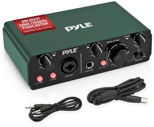 Pyle USB/ASIO Audio Interface for Recording, Songwriting, Streaming, and Podcasting - 2IN/2OUT 24bit/192kHz Podcaster (Brunswick Green)