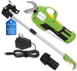 SereneLife Cordless Lithium Pruner with Telescopic Handle, 7.2V Lithium-Ion Battery, Ideal for Bushes, Roses, Woody Stems, and Branches