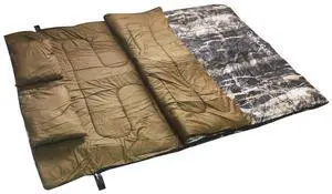 SereneLife Double Sleeping Bag with Two Pillows, Lightweight & Waterproof, For Camping, Backpacking, Hiking, Includes Carrying Bag  Real Trees