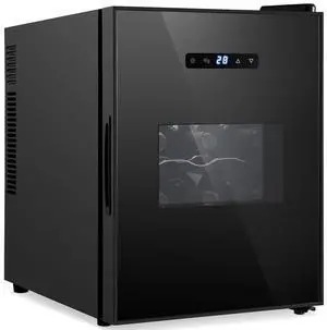 NutriChef Wine Chilling Refrigerator Cellar - Single-Zone Wine Cooler, Digital Touch Control, 12 Bottle Capacity