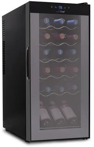 NutriChef Wine Chilling Refrigerator Cellar - Digital Touch Control, 18 Bottle Capacity, Compressor Fan Cooling