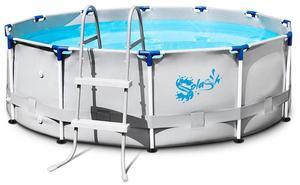 SereneLife Round Metal Frame Pool Set - Above Ground Swimming Pool, Fast Setup, 24000L Capacity