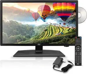 18.5 Inch 1080p LED RV Television - Slim Flat Screen Monitor FHD Small TV wHDMI, RcA, Multimedia DiskDVD combo, 1224 Volt car Adapter, Wall Mount, Works wMac Pc, Includes Remote control