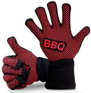 NutriChef 1472 Extreme Heat Resistant BBQ Grill Gloves - NCGRGLV03 - 14"