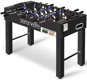 SereneLife 48" Competition Foosball Table with 2 Balls & Cup Holders - SLFSBLT75BK - Black