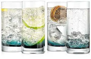 NutriChef 4-Piece Crystal Clear Highball Drinking Glass Set - NGLCUB4 - 12.5oz Heavy Base Tall Tumblers