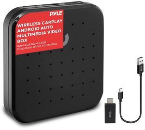 Pyle Wireless Carplay & Android System iA Box - 4GB RAM, 64GB ROM, Dual-Band WiFi, 4K Full HD, Screen Mirroring, Android App Support - PAS22BK