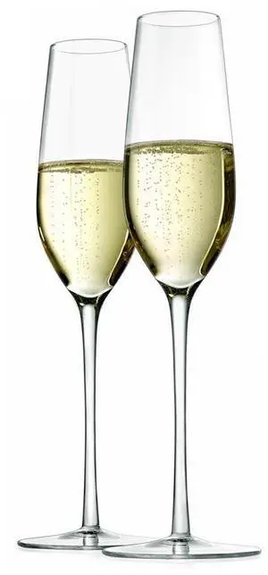 NutriChef 7oz Crystal Hand-Blown Champagne Flutes 2pc Set - NGLCHA53