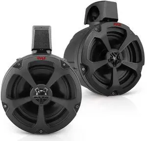 Pyle Marine-Grade Powersports Active Speaker System - 1200w Peak Power, Bluetooth 5.0 Waterproof UTV ATV 6.5" Speaker with Integrated Amplifier, Universal Roll Bar Mount for Jeep 4x4 (Pair)