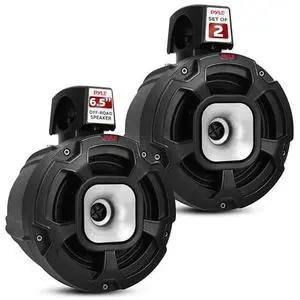 Pyle  6.5 Water-Resistant Marine Speakers - UTV Compact PowerSport Vehicle Speaker System - 1300 WATT - 2-Way Full Range Stereo Sound Reproduction, PLUTV68HRW