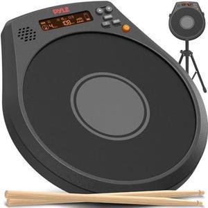 Pyle Digital Practice Drum Pad Set with Adjustable Tripod Stand, 8" Portable Electronic Snare w/Speaker, Metronome, Rhythm & Sticks
