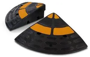 PYLE Vehicle Curb Ramp End Caps - 2PC Heavy Duty Rubber Threshold Driveway End Caps for Loading Dock, Garage, Sidewalk, Truck, Scooter, Bike, Motorcycle, Wheelchair Mobility - Pyle PCRBDR40