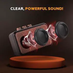 Pyle 5W Portable Mini Electric Guitar Amplifier, Battery Powered Desktop Practice Amp, Bluetooth, Full Range Speakers, Tone Controls, Lightweight, Headphone Jack, Black