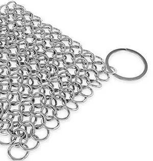 NutriChef Stainless Steel Cast Iron Cleaner - 3.94"x3.94" Rustproof Dishwasher Safe Chainmail Metal Scraper Cleaning Tool for Preseasoned Pans, Pot, Dutch Oven, Skillet, Wok, Waffle Iron