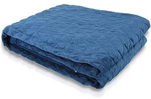 SereneLife SLHVBLKT20 Weighted 60x80 Inches, 20 lbs with Removable Super Soft Minky Cover and Premium Glass Beads Filling for Adults and Children, Heavy Blanket for Bed Sofa (Queen Size, Blue)