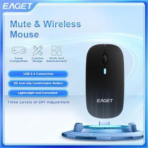 EAGET Wireless Bluetooth Mouse, Dual Mode Connectivity (Bluetooth 5.0 & 2.4G USB) Computer Mouse, Sleek, Portable, Compact Design in 6 Colors for iPad, Laptop & PC Use (Black)