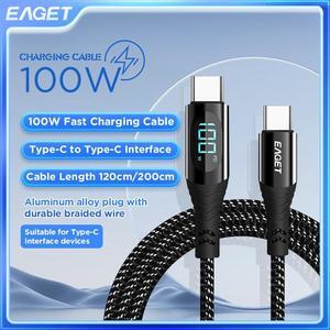EAGET USB C Cable 2 Pack - Nylon Type C to Type C Cable 6ft 100W, Durable PD Charging for MacBook Pro, for iPad Pro, for Galaxy S20, and Other USB C Charger 3.3 ft.