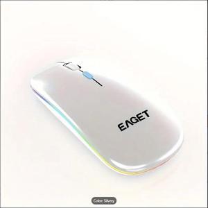EAGET Wireless Bluetooth Mouse, Dual Mode Connectivity (Bluetooth 5.0 & 2.4G USB) Computer Mouse, Sleek, Portable, Compact Design in 6 Colors for iPad, Laptop & PC Use (Silver)