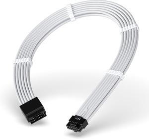 EZDIY-FAB GPU Power Sleeved Cable Extension, 16pin(12+4) 12VHPWR PCIe 5.0 Connector Male to Female for RTX 3090Ti 4070Ti 4080 4090, with Cable Combs-16AWG/White