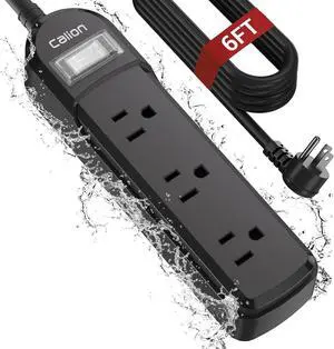 Outdoor Power Strip Weatherproof, 3 Outlets + 6 FT Outdoor Extension Cord with Multi Outlets, Overload Protection and Shockproof, Mountable SJT Outdoor Extension Cord for Patio,Outdoor Decorations