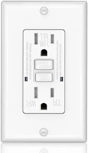 GFCI Outlet, Weather Proof, Tamper Resistant, Self Test GFI Receptacle, Outdoor or Indoor, 15 Amp, White (1 Pack)