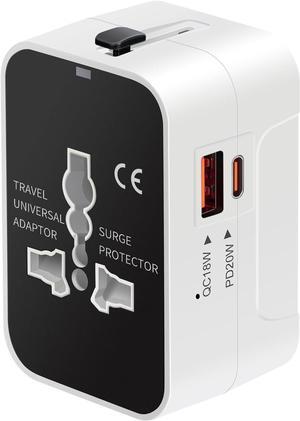 International Universal All in One Worldwide Travel Adapter Wall Charger AC Power Plug Adapter with USB C Charging Ports for USA EU UK AUS European Cell Phone Laptop