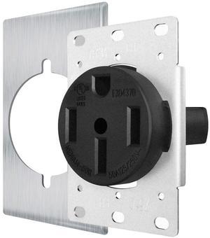 NEMA 14-50 Outlet by Industrial Grade for Even Safer,No Overheating or Melting, EV Charging 50Amp 125/250V Receptacle with Stainless Steel Cover for Tesla,Dryers, Welders, Oven, Stove, Plasma Cutters
