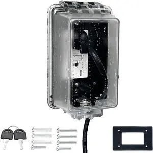 Universal Weatherproof Electrical Outlet Cover with Lock, Baby Proof Outlet Lock Box, Fits Most 2.6 "H x 2.56 "W or Smaller Plugs, Clear Outlet Waterproof Cover Box Fit for Outdoor In-Use