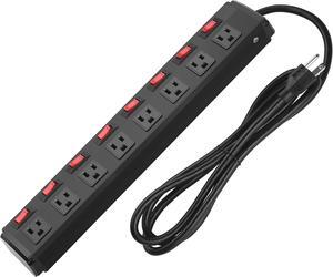 Metal Power Strip Individual Switches 8 Outlets, Heavy Duty Power Strip Surge Protector for Appliances, 6 FT Extension Cord Strip, 1200J Surge Protector 15A 120V 1800W.