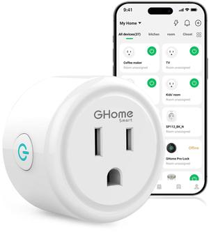GHome Smart Plug,WiFi Smart Plugs Compatible with Alexa and Google Home,Smart WiFi Outlet with Remote Control and Timer Function,2.4GHz Wi-Fi Only,No Hub Required, ETL FCC Listed,White(1 Pack)