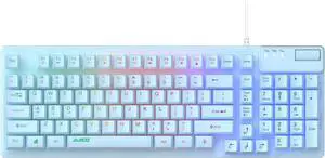 FIRSTBLOOD ONLY GAME. AF981 Wired 99Keys Computer Keyboard, Quite Brown Mechanical Feeling Membrane Gaming Keyboard, Colorful Backlit, Volume Scroll Wheel for PC Laptop, Blue