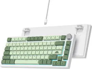 75% Mechanical Gaming Keyboard 82 Keys Matcha Green Keyboard Hot Swappable Wired Gasket Keyboard RGB Backlit Knob Red Switch for PC Laptop Windows Gamer(82 Matcha)