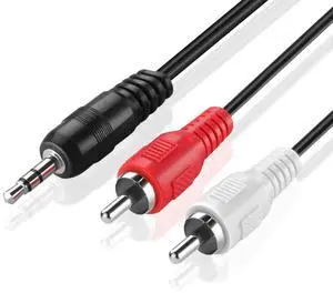 TNP RCA to Aux Cable (30 FT) - Male to Male 2 RCA to 3.5mm Adapter Connector Wire Cord - 2RCA Red and White Audio Cable to AUX Auxiliary Headphone Jack Plug Y Splitter Converter