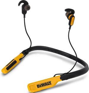 DEWALT Wireless Bluetooth Neckband Headphones  Neckband Earphones with 30H Runtime  Secure Magnetic Earbuds  Noise-Isolating Wireless Earbuds  Jobsite Pro Built-in Mic for Crystal-Clear Calls