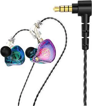 FEDAI DX2 Melody in Ear Monitors Wired Earbuds Headphones IEM HiFi Bass,Dynamic Dual Driver Wired Sport Earphone with TPE Cable for Musicians,Singer,on Stage,Studio, and Gym((Purple No Mic)