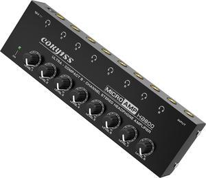 8-Channel Headphone Amplifier with 9 Adapters - Portable Ultra-Low Noise Multi-Port Stereo Headphone Distributor (8 Output/1 Input) for Recording Studios, Streaming, Band, Sound Mixer