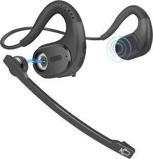 BANIGIPA Bluetooth Headset with Removable Microphone, Noise Cancelling Wireless Headset for Phones Laptop Computer PC, Open Ear Headphones for Office Meeting Running Cycling Driving Working-12 Hrs