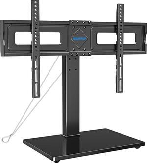 MOUNTUP Universal TV Stand, Table Top TV Stands for 37 to 65, 70, 75 Inch Flat Screen TVs, Height Adjustable, Tilt, Swivel TV Mount with Tempered Glass Base Hold up to 88lbs, Max VESA 600x400mm MU0031