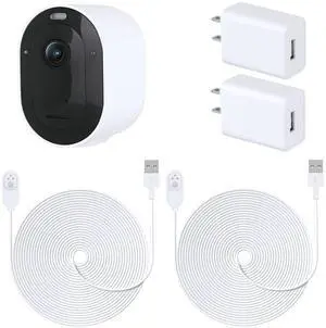 ALERTCAM 2Pack 5m Power Cable for Arlo Pro/Ultra Cameras, Weatherproof Magnetic Charging Cable with Adapter - White