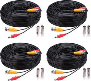 Bnc Cable 4x150ft All-in-One Siamese Video and Power Security Camera Cable,BNC Extension Wire Cord with 2 Female Connectors for All Max 5MP HD CCTV DVR Surveillance System (4x150ft,Black)