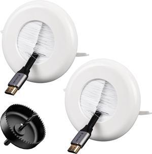 VCELINK Brush in Wall Cable Management Kit for Wall Mounted TV, Cord Hider for Low Voltage Cables Pass Through, Includes Hole Saw Drill Attachment and Mounting Brackets for Easy Install, White, 2-Pack