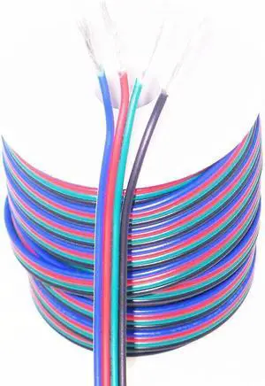 40FT 18 Gauge RGB LED Strip Flexible Wire Extension Cord 18AWG 4pin 4 Color Stand Electrical Wire Conductor Cords for SMD 5050 3528 RGB LED Ribbon Lamp Tape Lighting