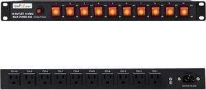 10 Outlet Horizontal 1U PDU Rack Mount Power Strip - Surge Protection,10 Individual Led SwitchesAC 100V-240V-15A.for Network Server Racks, 6 ft Heavy Power Cord, by ThePoEstore