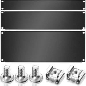 Zhengmy 1u,2u,4u Blank Panel Metal Rack Mount Filler Mount Panel Spacer 19 Inches Rack Blanking Kit for Enclosure Server Cabinet Black(3 Pieces)