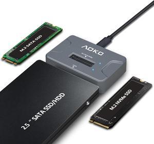 AOKO M.2 NVMe SSD Reader Adapter, External Hard Drive Reader 10Gbps M.2 SSD to USB Adapter /NVMe Docking Station ,Compatible with M.2 NVMe/SATA SSD & 2.5" SATA SSD